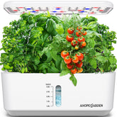 Ahopegarden front view showing 10 pods and LED light, compact countertop freshness