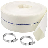 Ahzemepinyo front view of rolled layflat hose showing length and label, highlights portability