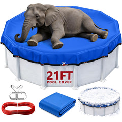 Aibiley front view of 25ft round pool cover showing full coverage benefit