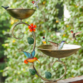 Aifeorzo front view of clamp-on bird bath and feeder showing decorative finish and function