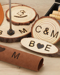 AIMOADO array of 1-inch iron letter stamps laid out for selection benefit clarity