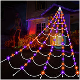 Aitbay full spider web hung on house showcasing dramatic Halloween lighting