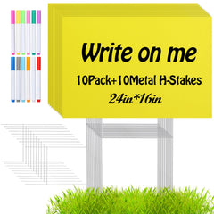 AITIKUE front view of yellow yard sign and H-stake showing visibility and quick setup