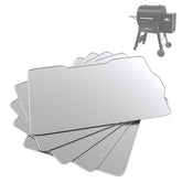 AJinTeby front pack showing five drip tray liners and fit for Traeger trays benefit fast replacement