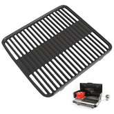AJinTeby front view of the cast iron grate showing sturdy bars and fit for Coleman, improves searing