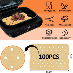 AJinTeby stack of 100 unbleached parchment liners showing convenient disposable cleanup