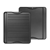 AJinTeby reversible griddle front view showing both handles and cast iron strength