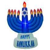 AJY front view of 3.5-foot Hanukkah candlestick lit and festive