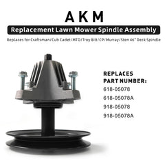 AKM spindle pulley detail showing correct diameter for belt alignment