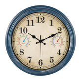 Alarllok front view of 16-inch clock showing time and vintage blue design for easy reading