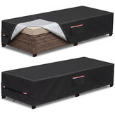 Alickwang front view showing two covered chaise lounges for full protection
