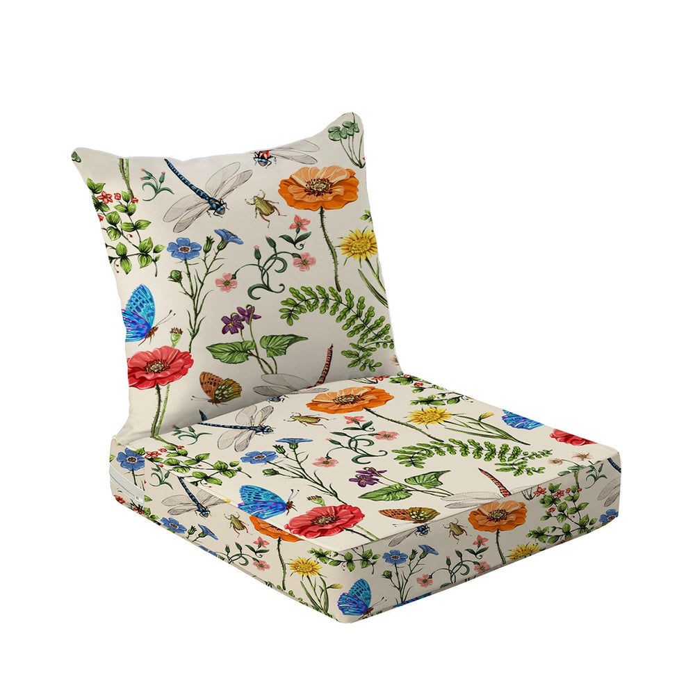 All Smiles front view of seat and backrest set showing floral pattern and fit benefits