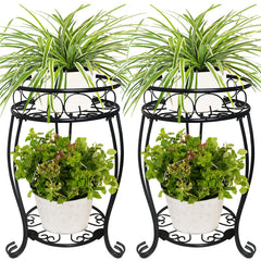 alleegold front view pair of stands showcasing two-tier display and space savings