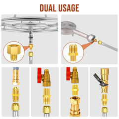 Alloxity adapter set organized on surface to show compatibility options