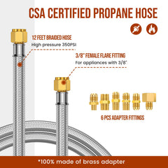Alloxity coiled 12ft hose demonstrating flexible reach for grills and RVs