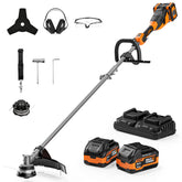 Alloyman cordless trimmer front view showing complete kit and benefits