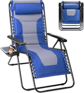 Alpen zero gravity chair front view showing reclining comfort and cup holders