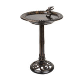 Alpine Corporation front view of bronze birdbath adding vintage charm