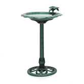 Alpine Corporation front view birdbath showing full antique design and curb appeal