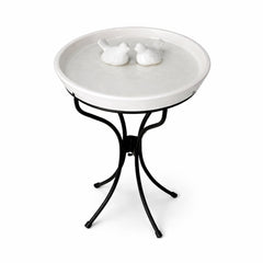 Alpine Corporation front view birdbath showing full pedestal and bowl benefit: elegant garden focal point