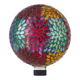 Alpine Corporation front view of 10-inch mosaic globe showing colorful leaf design and curb appeal