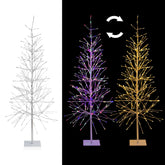 Alpine Corporation silver tree front view showing compact footprint and bright LEDs