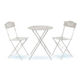 Alpine Corporation white bistro set front view showing compact seating and cheerful design