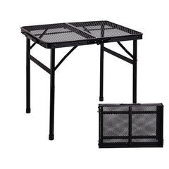ALZEROOE front view of table open showing sturdy mesh top and frame, durable surface benefit