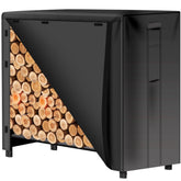AMAGABELI front view of 4ft firewood cover protecting stacked logs