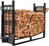 AMAGABELI front view of log rack showing wide storage base and tidy stack