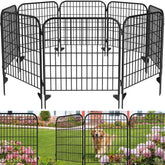 AMAGABELI front view of full 6-panel fence protecting garden beds