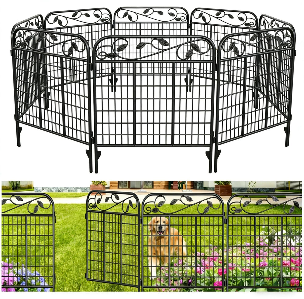 AMAGABELI front view full 12ft fence showing decorative border and durable frame benefit
