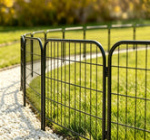 AMAGABELI front view of full 10-panel fence showing decorative border and curb appeal
