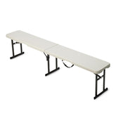 Amazon Basics front view of white 6-foot bench showing seating surface and legs for easy seating