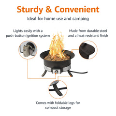 Amazon Basics close-up of stainless steel burner and lava rock for consistent heat