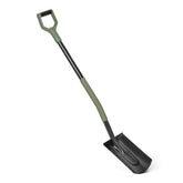 Amazon Basics flat spade front view showing blade and D-handle for durable digging