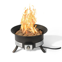Amazon Basics front view of fire pit showing sturdy steel finish and warmth