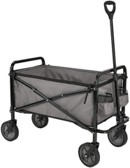 Amazon Basics wagon front view showing full load capacity and sturdy frame for hassle-free hauling