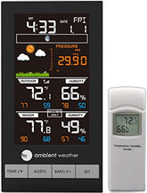 Ambient Weather WS-2801A color console front view showing readable weather display and benefits of quick glance data