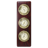 Ambient Weather WS-GL032 front view showing wood frame and three instruments for elegant monitoring