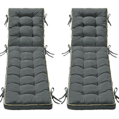 AMCATON front view of gray chaise cushion showing full length and shape for comfortable lounging