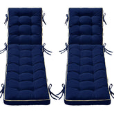 AMCATON front view of two blue chaise cushions showing fit and color benefit