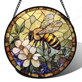 AMDERVEN bee suncatcher front view showing vibrant colors and vintage charm