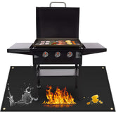 Amerbro front view of full 90x48 grill mat protecting patio