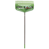 AMES flip scooping leaf rake front view shows wide head and ergonomic design for faster cleanup