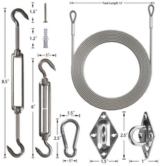 Amgo close-up of 6-inch turnbuckle showing durable stainless finish