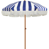 AMMSUN front view navy stripe showing full canopy and shade benefit