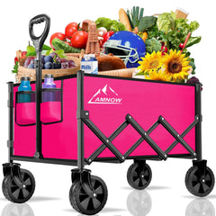 AMNOW front view of rose wagon showing spacious cargo area and benefit of large capacity