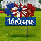 Amyhill daisy front view showing patriotic colors and welcoming effect