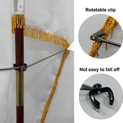 AMZFLAG end clip gripping flag corner to keep fabric open and visible